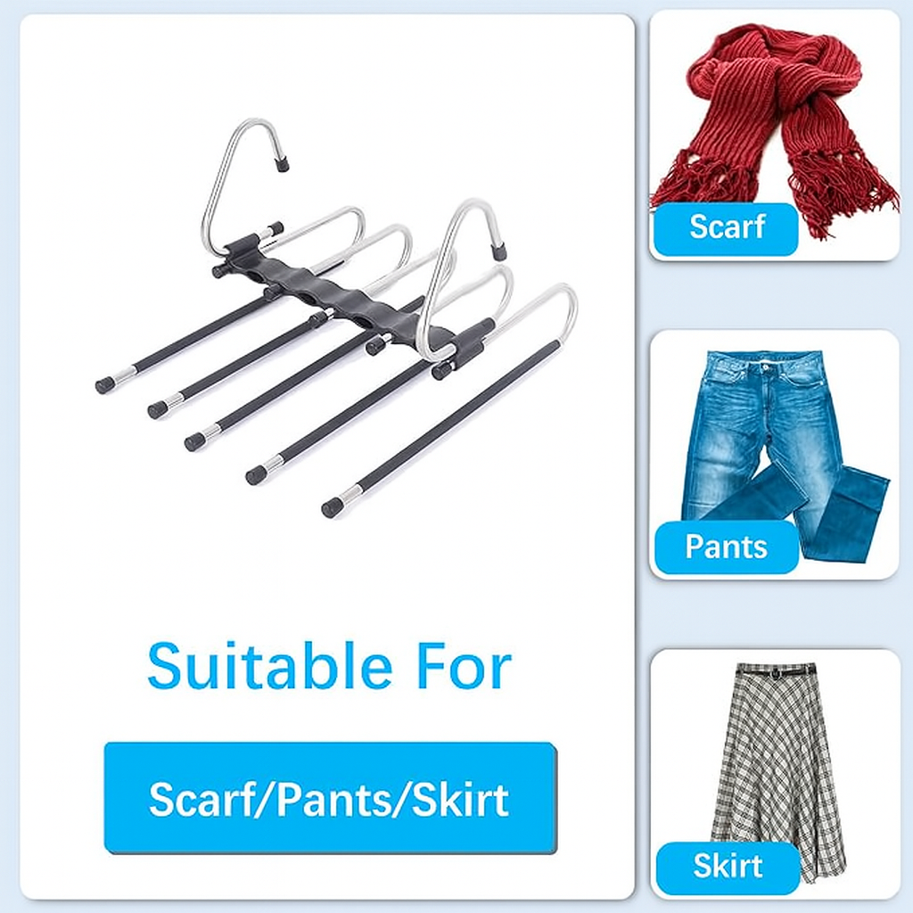 FURNIQ -Adjustable Pants Hanger: Space-Saving Closet Solution