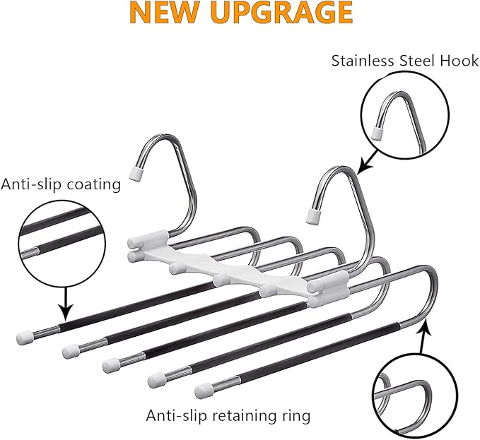 FURNIQ -Adjustable Pants Hanger: Space-Saving Closet Solution