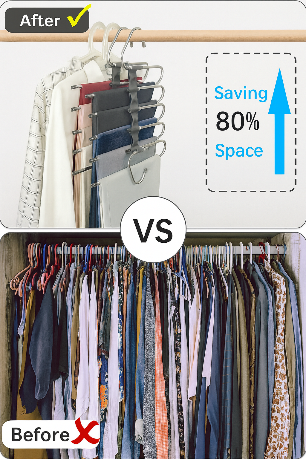 FURNIQ -Adjustable Pants Hanger: Space-Saving Closet Solution